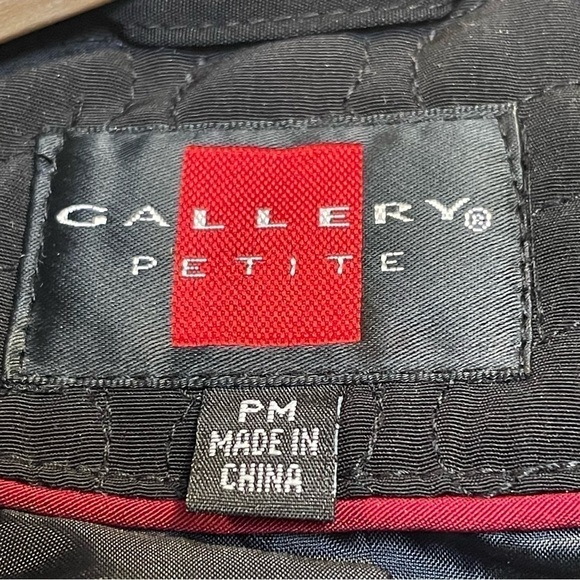 Gallery Petite Quilted Zipper Black Coat Size PM - Picture 6 of 8